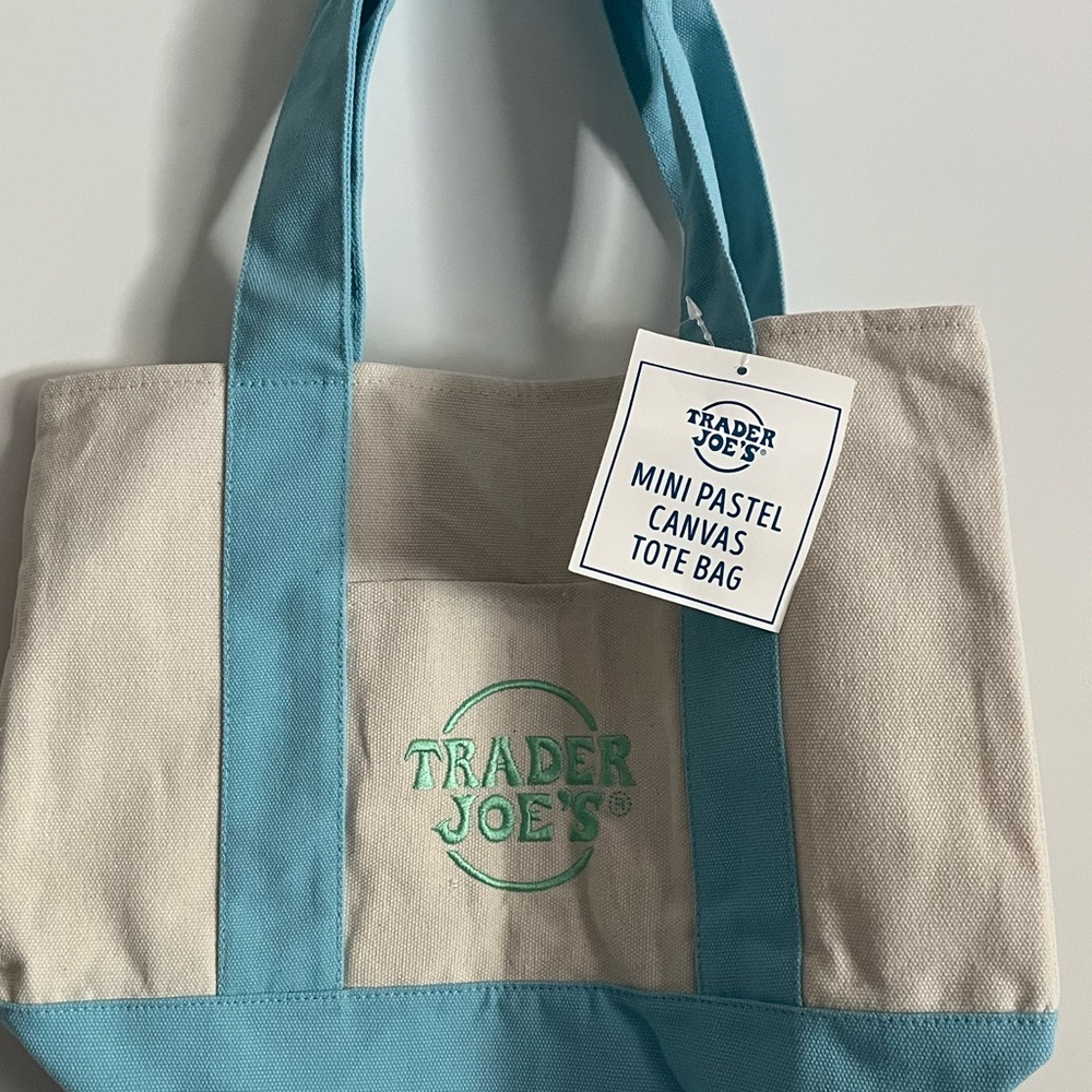 Limited Blue and Cream Canvas Mini Tote Bag